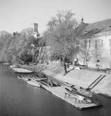 Byggnader vid floden Rába i Györ. Ungern. Tjeckoslovakien-Ungern-Österrike 1935.