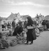Marknad i Gyöngyös. Tjeckoslovakien-Ungern-Österrike 1935.