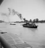 Bogsering av pråm på Donau. Tjeckoslovakien-Ungern-Österrike 1935.