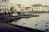 Sjön Tjörnin vid Vonarstræti i Reykjavik.