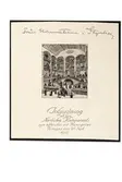 Inbjudningskort till invigningen av Nordiska Kompaniets (NK) nya affärshus vid Hamngatan i Stockholm tisdagen den 21 september 1915. Handskrift 