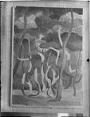 2 ST MÄSSINGSKULPTURER (RELIEFER PÅ SVART BOTTEN) SAMT OLJEMÅLNING