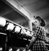 En kvinna arbetar med att rulla upp tråd, Nääs fabriker.