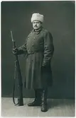 Vykort - Olof Thunman i militärkläder, Uppsala