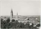 Vy mot Uppsala domkyrka från Uppsala slott