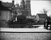 Uppsala domkyrka och Akademikvarnens gård från Östra Ågatan, Uppsala efter 1893