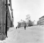 Foto från hörnet av Köpmangatan - Backgränd.