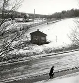 Bilden visar Tullportgatan(Kaisersbacke) och Tullportparken i vintertid.