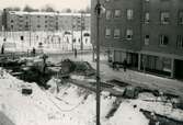 Gatuarbete på Järnvägsgatan, 1964-02-20