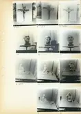 Krucifix av järn med kors av trä för Vanörs kyrka. 3 bilder av ett krucifix, 3 bilder av en skulptur, porträtt av Dr Harald Nilsonne, 5 bilder av kvinnoskulpturer.