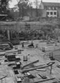 Byggmaterial till polishuset på plats, 1955-10-28