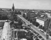 Utsikt mot väster från polishusets tak, 1957-08-19