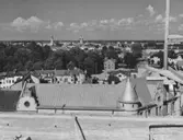 Utsikt mot Stockholmshuset från polishuset, 1957-08-19