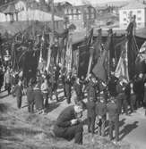 Demonstrationståg vid begravningen för de dödade vid Ådalshändelserna 1931.