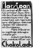 Marsipan och chokladreklam, 1933