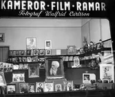 Skyltfönster till Walfrid Carlssons fotoaffär, 1950-tal