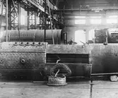 Reparation av lokpanna vid pannverkstaden vid Centralverkstäderna, 1902-1909