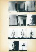 5 bilder av en fasadrelief, Vertikal rotation, 5 bilder av skulpturen Treklang, 1 bild okänd