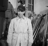 Ung deltagare i skidtävling i Örebro, februari 1946