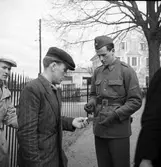 PasserkontrolI av nya rekryter på I3, Grenadjärstaden, 1946-04-08