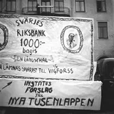 Förslag på ny sedel i In Statutåget på Kungsgatan,  1946-05-01