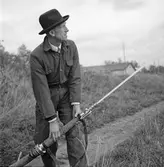 Övning med vattenspruta i Örebro, 1947-10-03
