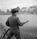 Prov av vattenspruta i Örebro, 1947-10-03