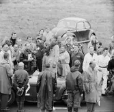 Lagerkransad segrare i Kanonloppet. Gelleråsen, Karlskoga. 1956-08-25