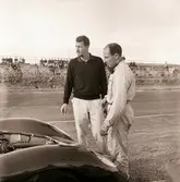 En sista koll innan start på Gelleråsen, Karlskoga. 1958-08-10