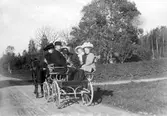 Grupp färdas med häst och vagn, 1920-tal