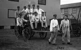Värnpliktiga med hästkärra på Svea Trängkår, Älvtomtagatan, 1924