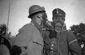 Övning med gasmask på Svea Trängkår, Älvtomtagatan, 1924