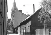 Träbebyggelse på Ågatan, ca 1955