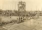 Arbetare vid byggnation av Örebro kvarn, 1910