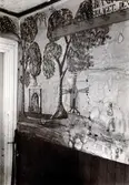 Interiör med väggmålningar från hus i Dyestad, Runsten socken.