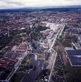 Flygfoto över Örebro från öster, 1995