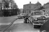 Bensinmack på Slottsgatan, ca 1957