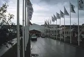 Flaggning vid Byggexpo på Bomässan Bo92, juli 1992