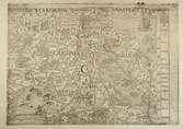 Karta, Olaus Magnus Carta Marina detalj, över delar av Sápmi med rikliga illustrationer av folkliv, djur och natur. Daterad 1539