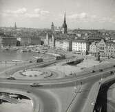 Stockholm. Slussen från Katarinahissen maj 1936. Mellersta delen och Gamla Staden