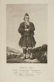 Gravyr, porträtt av samisk man. Påskrift: 