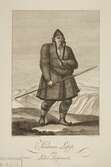 Gravyr, porträtt av samisk man. Påskrift: 