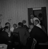 Delar av Bollsta manskör. Från vänster Karl-Gustaf (Murra) Myrén,  Olle  Persson, Evert Edlund, okänd, Nils Eriksson, Birger Lidbom, Sigge Wiström Troligen 50-60 talet.