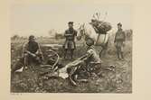 Samer som tillvaratar skjutna renar vid lägret vid Gleen. Oljemålning av Johan Tirén från 1891.