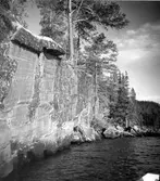 Klippor med hällmålningar.