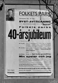 Affisch inför Västerås Folkets parks 40-årsjubileum 1939.