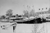 M/F Gruno och M/F Björn vinterupplagda vid Skebäck, 1940-tal