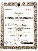 Andelsbrev i Stora Mellösa Trafikförening, 1921