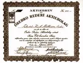 Aktiebrev i Örebro Rederi Aktiebolag, 1934