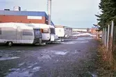 Uppställning av husvagnar vid APK-bröd, 1980-tal